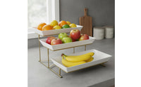 Gold Metal Frame 3-Tier Fruit Stand Space-Saving 3 Tier Serving Stand Easy to Assemble Tiered Dessert Display Rack
