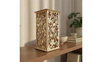 Wooden Vase Cut Pattern Carved Wooden Vase Lightweight Floral Holder for Living Room, Tabletop, Shelf
