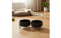 Spill Proof Elevated Double Cat Bowl Detachable Design Elevated Food Water Bowls