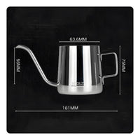 Polished Finish Gooseneck Coffee Kettle Rectangular Handle Pour over Kettle Open Top Brew Gear Wire Stand