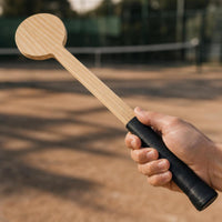 Solid Wood Tennis Optimal Ball Impact Zone Practice Aid Unfinished Optimal Ball Impact Zone Racket Portable Racket with Wrapped Grip Versatile for Beginners