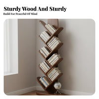 Floor Standing Tree Branch Bookshelf Unrestrictedstanding Bookcase Asymmetrical Shelves Storage Furniture Space-Saving for Book Lovers, Home Decorators, Apartment Dwellers, Living Room, Corner, Small Areas, Bedroom