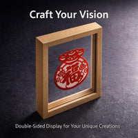 Shadow Box Display Case A4, 3D Shadow Box for Crafts, Chinese Classical Wood Frame, Handmade Transparent Glass Picture Frame for Artworks Memory