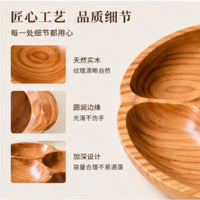Solid Wood Five-Compartment Snack Tray with Striped Pattern
