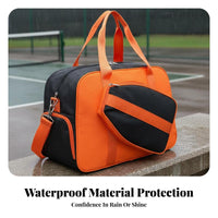 Paddle Racket Bag Waterproof Large Capacity Tennis Tote Water-Resistant Racket Bag Shoe Compartment for Athletes, Travel, Gym