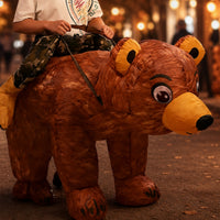 Inflatable Ride on Bear Costume Brown Riding Bear Costume Oversized Built-in Fan for Adults, Halloween