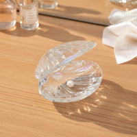 Clam Shell Ornament Reflective Crystal Clam with Pearl Romantic Sculpture for Bookshelf