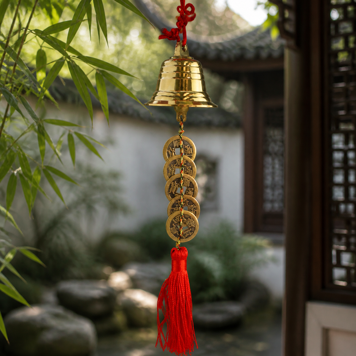 Hanging Small Brass Bells, Decorative Vintage 12cm Chime, Home Decoration Festival Wall Hanging Bells, Aged Brass Material