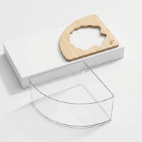 Transparent Hamster Sand Bath with Wood Lid, Triangular Hamster Accessories, Clear Toilet Pan for Dwarf Hamster Habitat