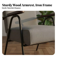 Nordic Design Upholstered Armchair with Metal Frame Retro Design Patterned Armchair with Metal Frame Geometric Pattern Accent Chair Ergonomic Back Support for Readers, Homeowners, Adults, Living Room, Balcony, Reading Nook, Bedroom