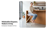 Minimalist Design Z-Frame High Seat Retro Aesthetic Bar Stool Integrated Footrest Counter Chair Low Backrest for Cafe Owners, Homeowners, Adults, Kitchen Island, Cafeteria, Dining Room, Office