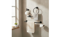 4 Pieces Stainless Steel Bathroom Hardware Set Concealed Mount Towel Bar Set with Loop Modern Towel Bar Rustproof for Guest Bath, Washroom