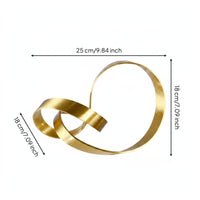 Brass Ribbon Sculpture Abstract Ribbon Statue Handcrafted Brass Abstract Ornament for Hotel Reception