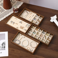 Walnut Wood Grain Jewelry Tray, Small Drawer Organizer for Necklaces, Rings, Earrings, Bracelets