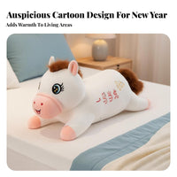 Long Horse Full-Length Pillow Auspicious Design Long Horse Soft Toy Horse Plush Support Pillow Super-Soft Large Horse
