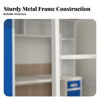 Student Dormitory Bed Space Saving Loft Bed with Desk and Wardrobe Full-Length Guardrails Bedroom Furniture for Students, Dorm Room, Small Apartment