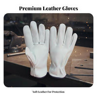 Retardant Metalworking Gloves Reinforced Stitching Leather Metalworking Gloves Cotton Lined Interior for Welders, Metal Workers, Foundry