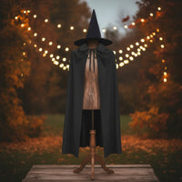 Halloween Witch Costume Pointed Cape with Hat Draped Witch Cape Sturdy for Cosplay