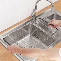 Dish Rack and Sink Drainer with Wire Grid, Stainless Steel Drainer Rack for Kitchen Sink, Space Saving Design for Food Waste and Clean Dishes