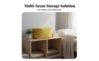 Foldable Design Lidded textile container with Handles Lidded textile Container Stackable Organizing Box debrisresistant for Home Organizers, Apartment Dwellers, Dormitory, Dorm Room, Bedroom, Playroom