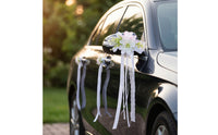 Wedding Car Decoration Bridal Car Door Handle Flowers Rearview Mirror Bouquet White Lace-Trimmed for Brides