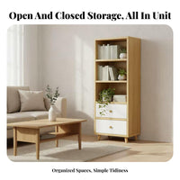 Large Capacity Multi-Tier Shelving Unit with Base Cabinet Space-Saving storage shelving unit long-lasting Construction Display Shelf Easy to Clean for Children, Book Lovers, Homeowners, Living Room, Study, Bedroom
