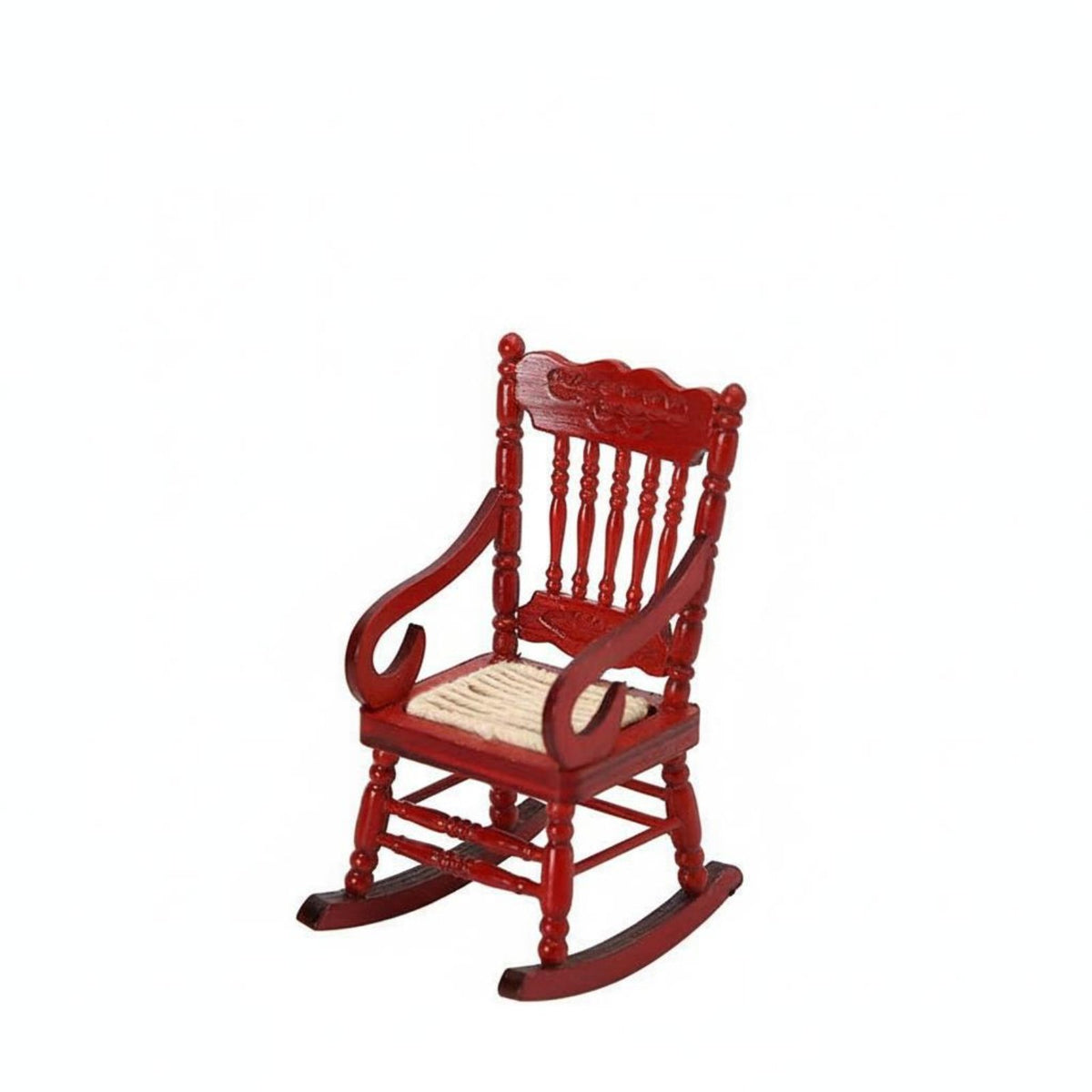 1:12 Scale Rocking Chair Handcrafted Detail Miniature Rocking Chair Vintage Design Mini Wooden Rocker for DIY Enthusiasts, Hobbyists, Photography Prop