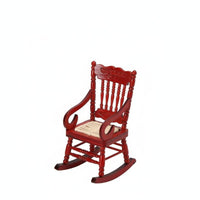 1:12 Scale Rocking Chair Handcrafted Detail Miniature Rocking Chair Vintage Design Mini Wooden Rocker for DIY Enthusiasts, Hobbyists, Photography Prop