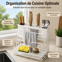 Hygienic Knife Block, Knife and Utensil Holder, Carbon Steel, Modern Countertop Storage, Integrated Block