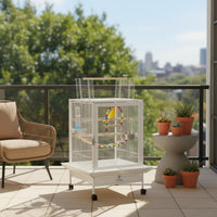 Bird Enclosure with Stand Wheeled Pet Enclosure Bottom Tray for Household Use