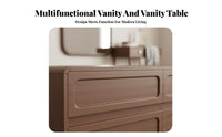 Extendable Design Retractable Corner Dressing Table Multi-Functional Corner Vanity Set Integrated Storage Cabinet Makeup Desk Space-Saving for Women, Apartment Dwellers, Teenagers, Home Study