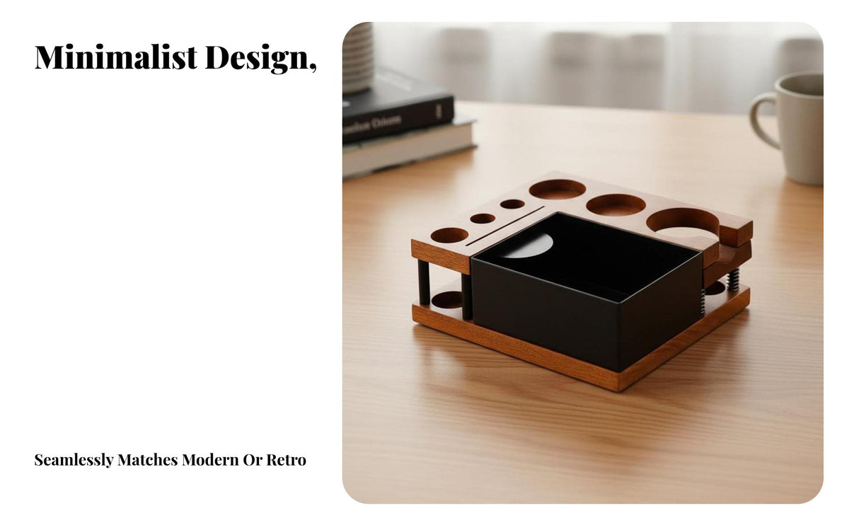Universal Fit 51-58mm Espresso Station with Knock Box All-in-Single Portafilter Holder Station Elegant Design for Cafe