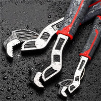 2 Pieces High Force Self Locking Wrench Single-Handed Operation Wide Jaw Adjustable Wrench Heavy-Duty Multifunctional Spanner Ergonomic Handle