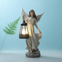 Solar Divine Outdoor Light Hand-Painted Angel Statue with Solar Lantern Decorative Lighting Outdoor Decoration for Patio