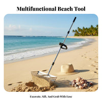 Stainless Steel Beach Rake Sturdy Duty Metal Beach Sifting Shovel Treasure Sand Spoon Non-Slip Grip for Beachcombers