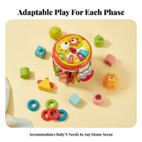 Early Learning Elastic Band Sensory Bin Music and Lights Infant Toy Develops Fine Movement Skills Musical Drum Multi-Functional Design for Babies, Toddlers, Parents, Playroom, Nursery, Daycare, Living Room