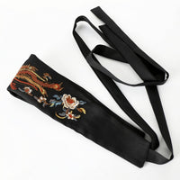 Wide Bird Embroidered Waist Belt Tie Closure Embroidered Waist Belt