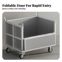 Heavy-Duty Wheeled Transport Hand Truck Reinforced Structure Wheeled Metal Container High Load Capacity Rolling Trolley 360° Rotating Wheels for Warehouse Workers, Logistics Personnel, Factory Personnel, Workshop, Garage, Distribution Center, Moving