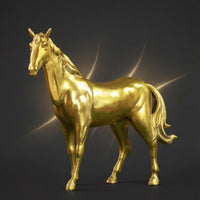 Brass Horse Figurine Gold-Toned Home Decor Craft Piece for Office Display
