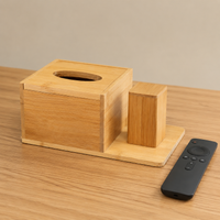 Bamboo Tissue Box Cover Desktop Organizer, Modern Minimalist Holder with Tray, Easy Refill Rectangular Wooden for Living Room, Hotel