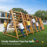 Wooden Playground Set Balance children's Development Climbing Structure Multi-Functional children's Outdoor Playset for Parents, Kindergarten