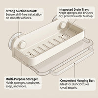 Bathroom Sink and Kitchen Organization Drain Rack for Home Cooks, Rectangular Over the Dish Drying with Wall Mount Suction