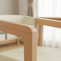 Solid Wood Armchair Firm-Density Foam Cushion Upholstered Dining Chair Ergonomic Design Modern Wooden Accent Chair for Restaurant, Tea Room