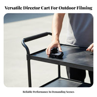 Height Adjustable Camera Production Cart Large Capacity Cinematic Production Camera Cart Effortless Mobility Photography Equipment Trolley All-Terrain Wheels for Live Streamers, Cinematic Graphers, Photographers, Outdoor, on Location S, Studio