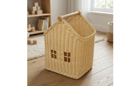 House-Shaped Basket Handwoven rattan Basket with Handle Decorative for Kids, Tabletop, Bookshelf, Nursery