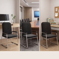 Sled Base Chair Upholstered High-Back Chair with Armrests Padded Furniture for Professionals, Students, Office, Conference Room