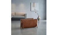 Iron Frame Woven Magazine Rack Easy to Clean Rattan Magazine Holder Walnut-Like Finish accessibleTop Book Basket Brown for Living Room, Office