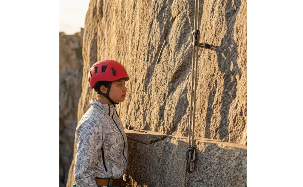 Ventilated Climbing Helmet with Chin Strap Sturdy Mountaineering Helmet with Vents Lightweight Cushioned for Climbers