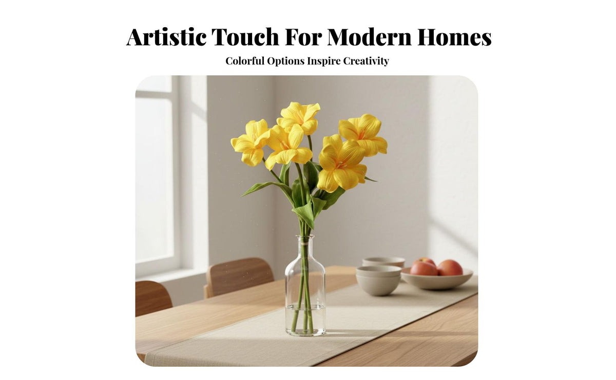 Artificial Flower Lifelike Appearance Real Touch Flower Faux Floral Arrangement for Living Room, Dining Table, Bedroom