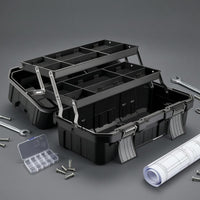 Three-Layer Toolbox Tiered Interior Tool Box Three-Layer Tool Box Ribbed Portable Storage Case Multipurpose